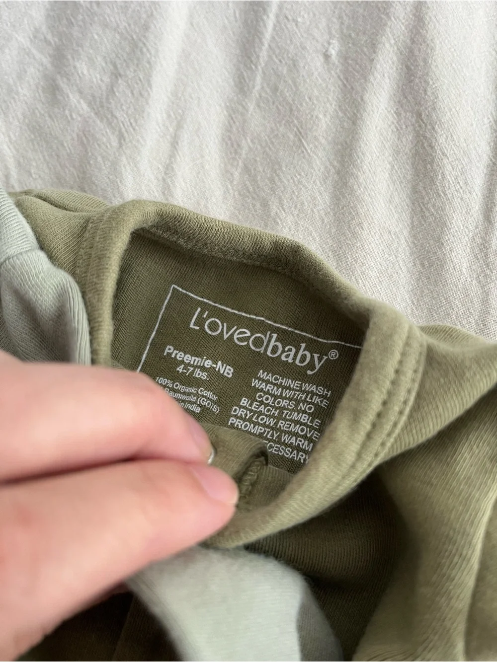 Lot of 4 L'ovedbaby Olive Green Snap-Front Footed and Short Sleeve One-Pieces